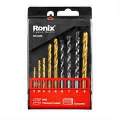 مجموعه 9 عددی مته آهن و بتن کد RH-5585 برند رونیکس